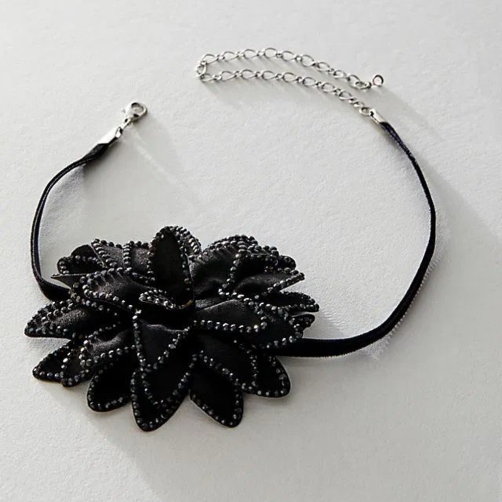 Free People Black Floral Choker